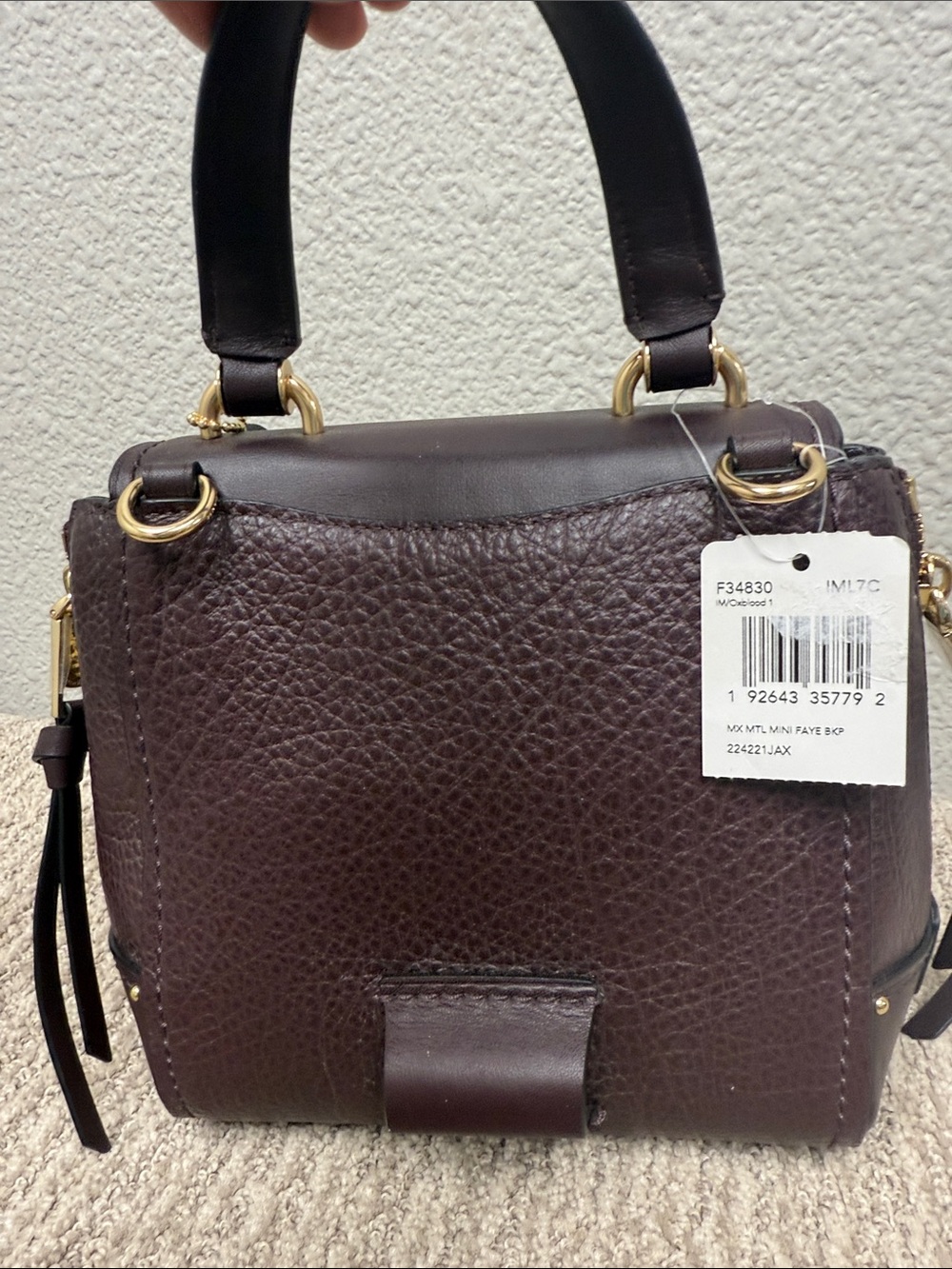 Coach Mini Faye Burgundy Leather Top Handle Backpack with Gold Hardware - Picture 5 of 9